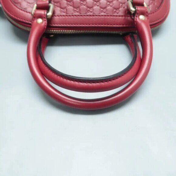 GUCCI Dome Red GG Leather Satchel 380-020125 - Picture 9 of 12